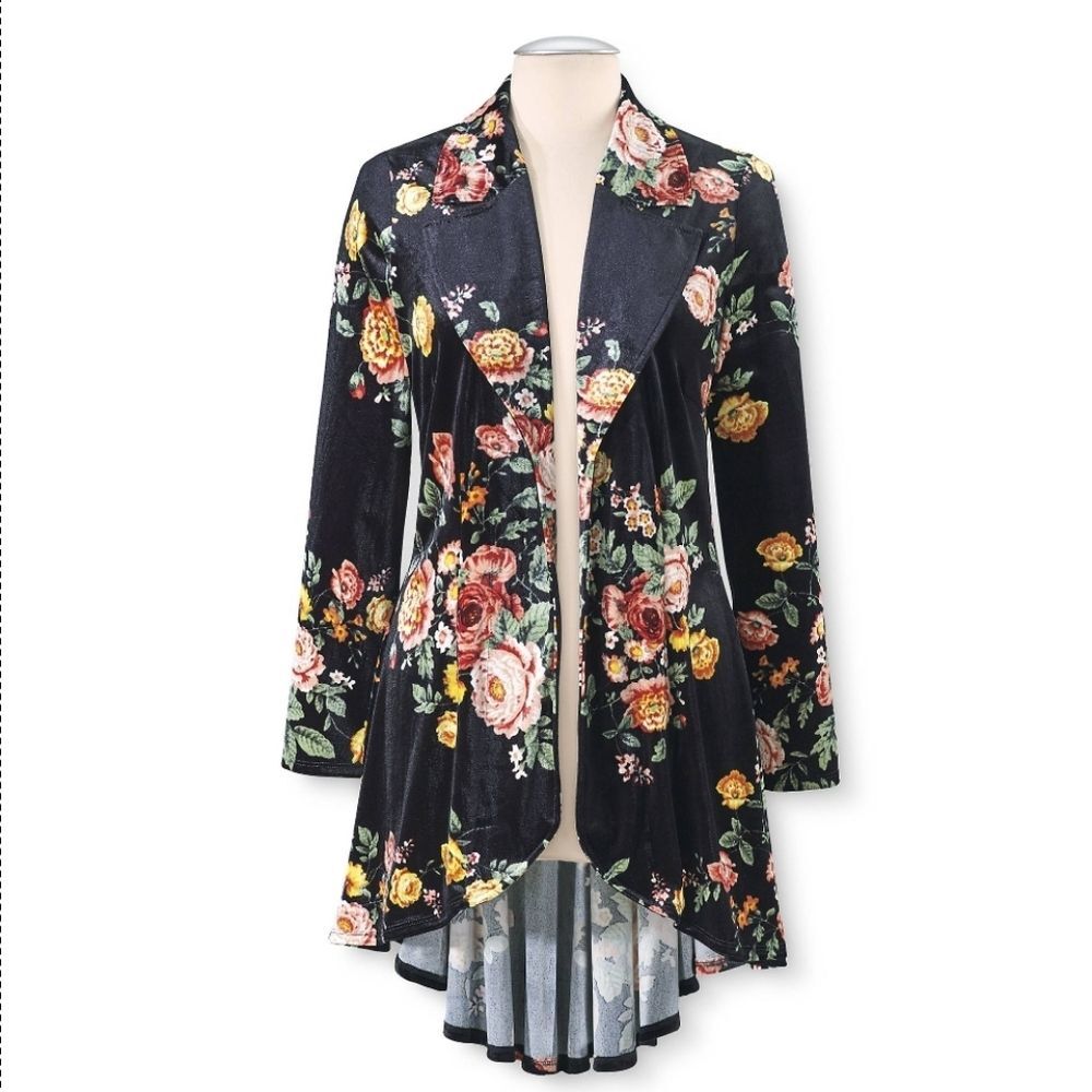 The Pyramid Collection Anastasia Floral Velvet Jacket Size Large
